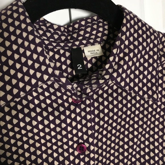NWOT H&M Abstract Polka Purple Button Down - Picture 2 of 7